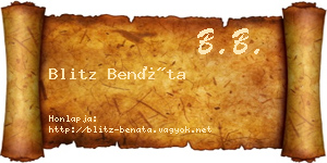 Blitz Benáta névjegykártya